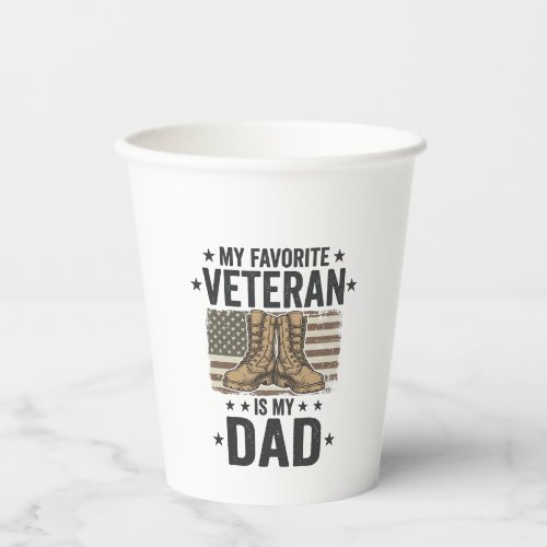 Favorite Veteran Dad Patriotic Combat Boots Shirt  Paper Cups