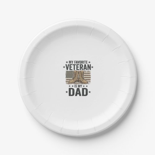 Favorite Veteran Dad Patriotic Combat Boots Shirt  Paper Plates