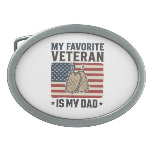 Favorite Veteran Dad Patriotic Dog Tags Design_1 Belt Buckle