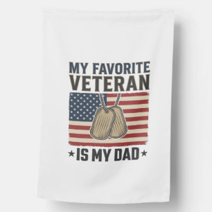 Favorite Veteran Dad Patriotic Dog Tags Design_1 House Flag