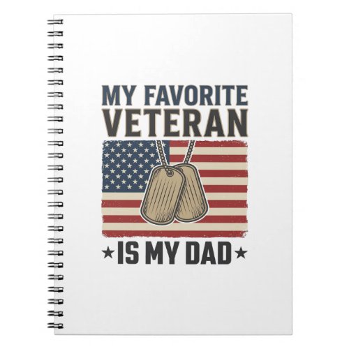 Favorite Veteran Dad Patriotic Dog Tags Design_1 Notebook