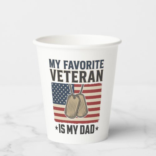 Favorite Veteran Dad Patriotic Dog Tags Design_1 Paper Cups