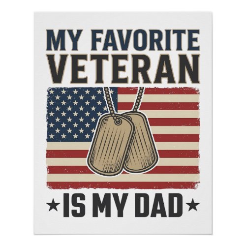 Favorite Veteran Dad Patriotic Dog Tags Design_1 Poster