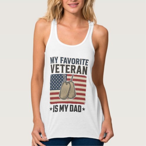 Favorite Veteran Dad Patriotic Dog Tags Design_1 Tank Top