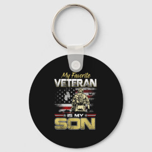 Favorite veteran is son veterans day patriotic men keychain