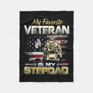 Favorite veteran is stepdad flag fathers veteransF Fleece Blanket