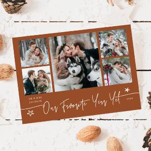 Favorite Year Holiday Newlywed Photo Terracotta Card