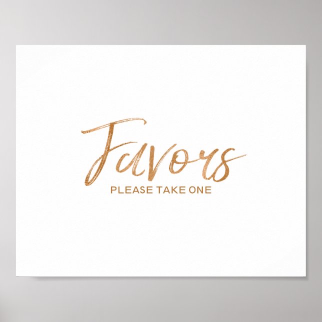 Favors 8x10 Stylish Rose Gold Wedding Sign (Front)