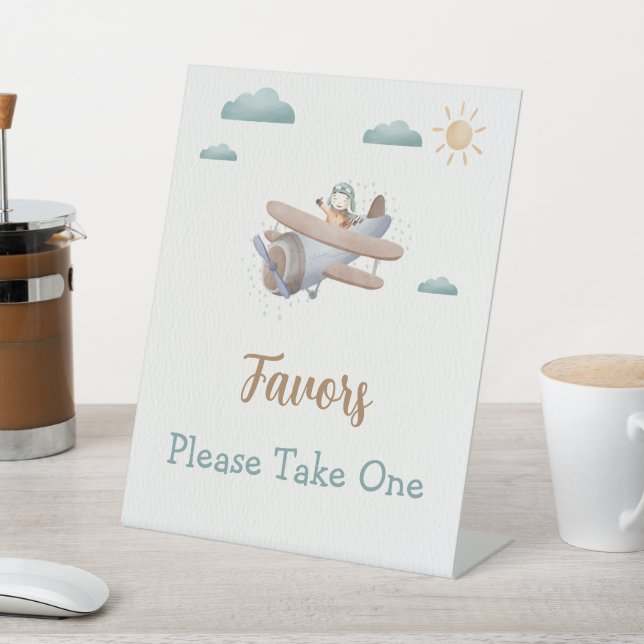 Favors Airplane Baby Shower Travel Theme Pedestal Sign (In SItu)