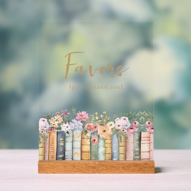 Favors Baby Shower Acrylic Sign (Floral Book Favors Baby Shower Acrylic Sign by Painted Paperie
)