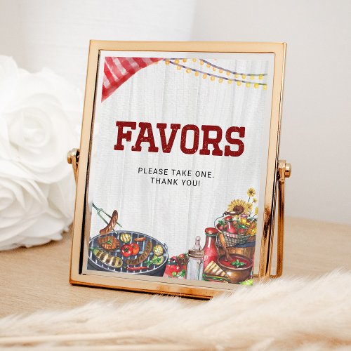 Favors BBQ Backyard Rustic Baby Shower Poster