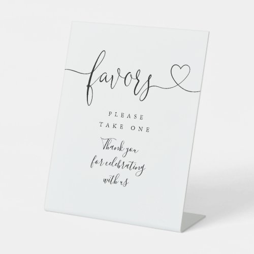 Favors Black And White Heart Script Pedestal Sign