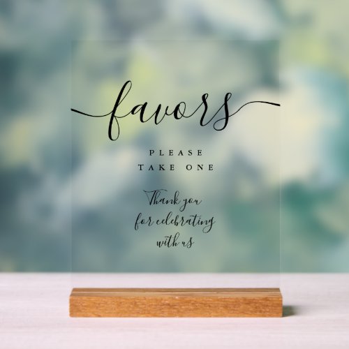 Favors Black Elegant Modern Script Acrylic Sign