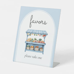 Favors Blue Farmers Market Baby Shower Pedestal Sign