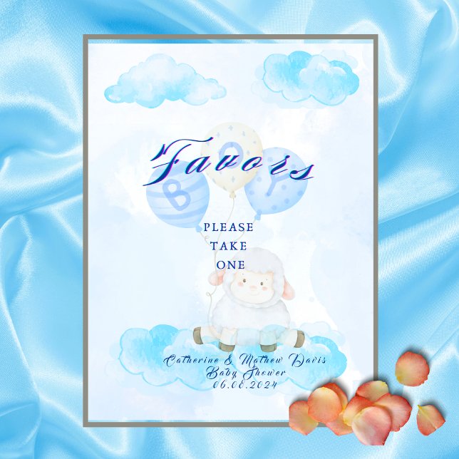 Favors Blue Little Lamb In a Hot Air Balloon Pedestal Sign (Creator Uploaded)