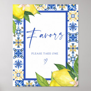 Favors Blue Tiles Lemons Bridal Shower Sign