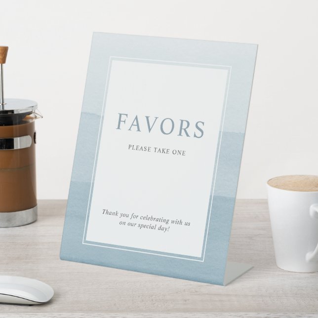 Favors Blue Wedding Pedestal Sign (In SItu)