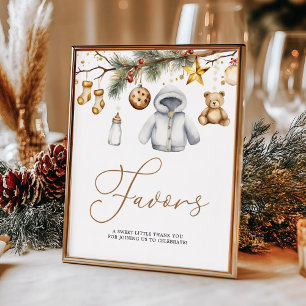 Favors Boho Christmas Holiday Baby Shower Poster