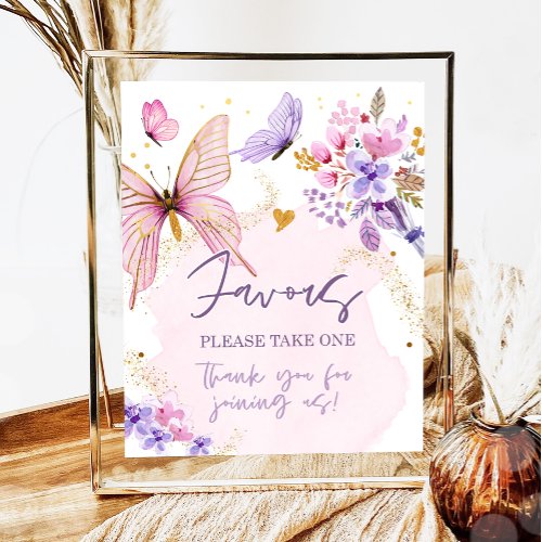 Favors Butterfly Floral Garden Shower Birthday Poster