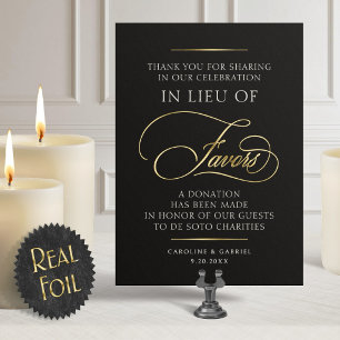 Favors Donation Wedding Table Sign Foil Invitation
