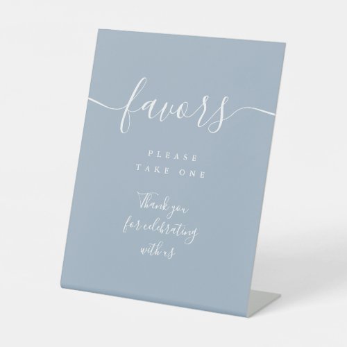 Favors Dusty Blue Modern Script Table Pedestal Sign