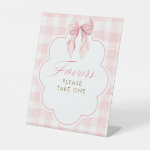 Favors Dusty Pink Bow Baby Shower Table Sign