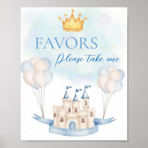 Favors FairyTale Prince Castle Crown Balloon Party Poster
