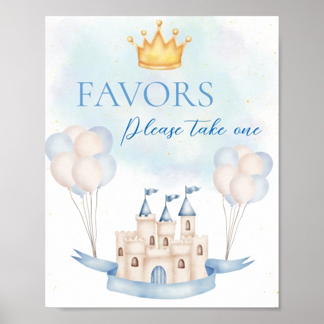 Favors FairyTale Prince Castle Crown Balloon Party Poster (Front)