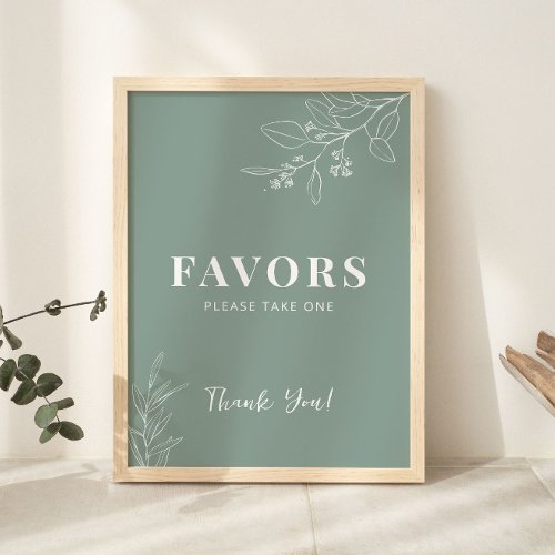 Favors Floral Sage Green Wedding Sign 