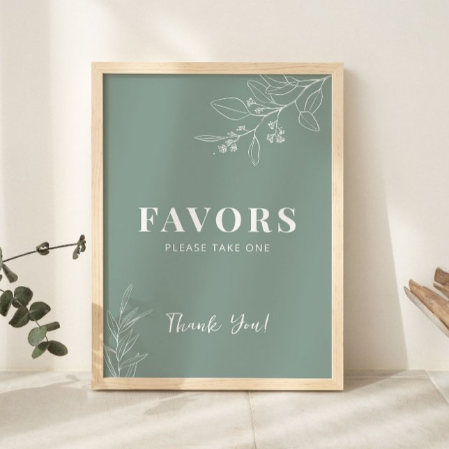 Favors Floral Sage Green Wedding Sign  (Creator Uploaded)