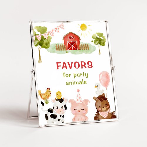 Favors for party animals farm animals poster