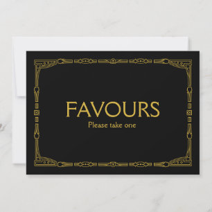 "Favors" Gold Art Deco Style Wedding Sign