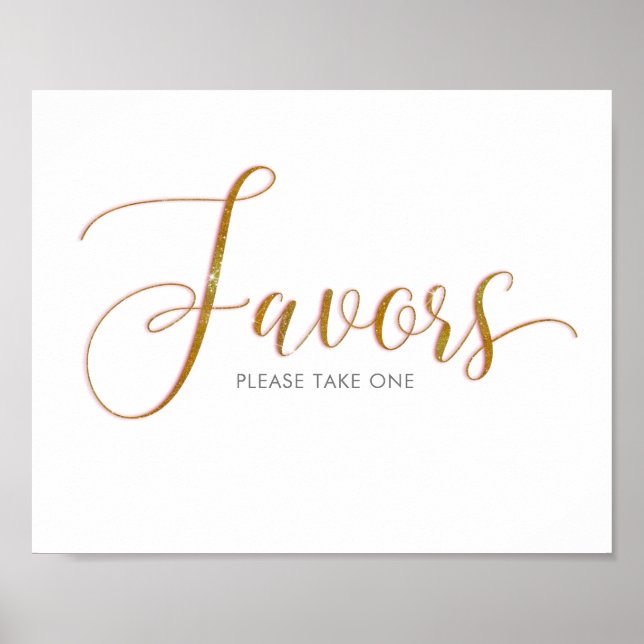 Favors Gold Glitter Script Text Poster (Front)
