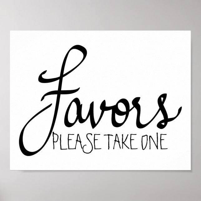 Favors Modern Wedding Simple Calligraphy Poster (Front)