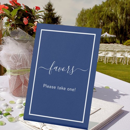 Favors navy blue white party pedestal sign