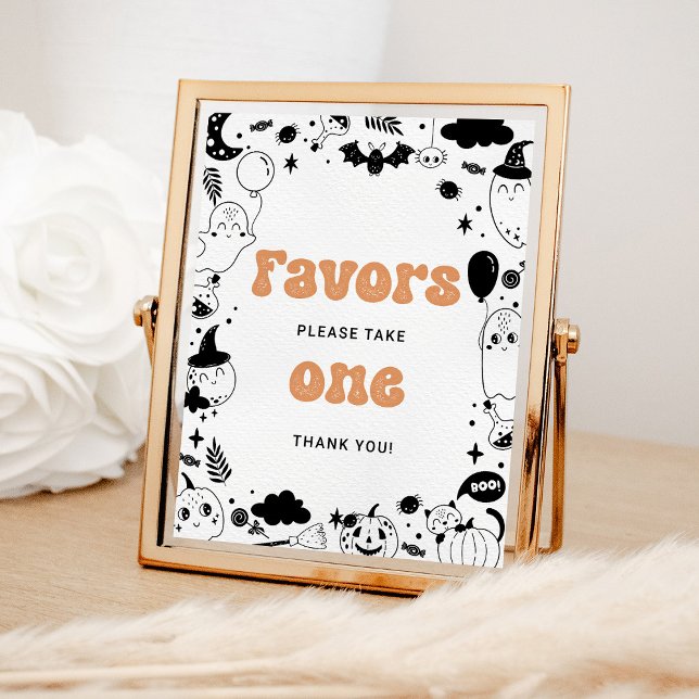 Favors Orange Ghost Halloween Birthday Poster (Creator Uploaded)