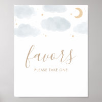 Favors Over the Moon Baby Shower Sign