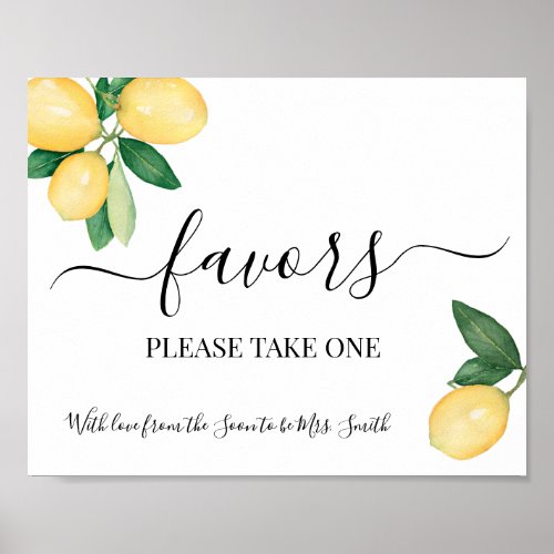 Favors Party Sign Lemons Bridal Wedding Reception