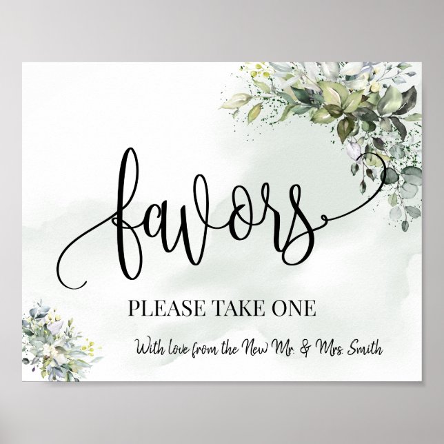 Favors party sign wedding reception eucalyptus (Front)