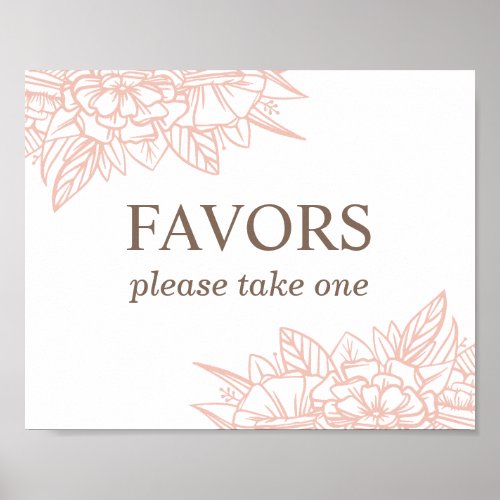 Favors Pink simple flowers Blush floral wedding Poster