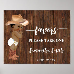 Favors Please take one AA Cowboy Baby Shower Poster
