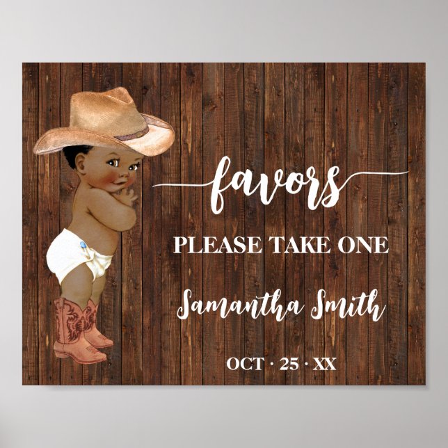 Favors Please take one AA Cowboy Baby Shower Poster (Front)