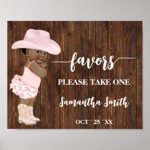 Favors Please take one AA Cowgirl Baby Shower Poster