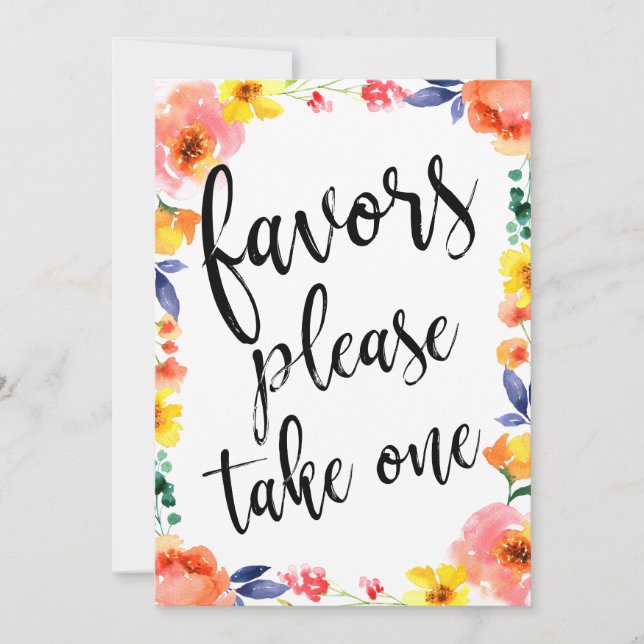 Favors Please Take One Affordable Floral Sign (Front)