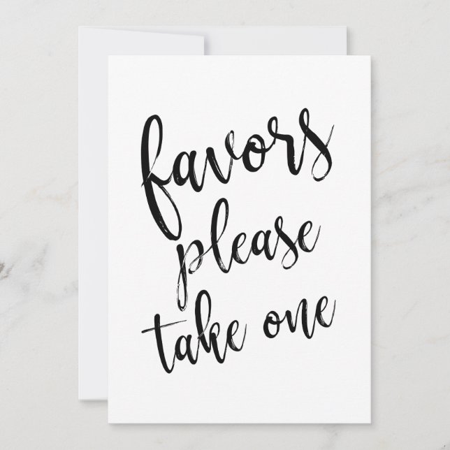 Favors Please Take One Affordable Sign Invitation (Front)