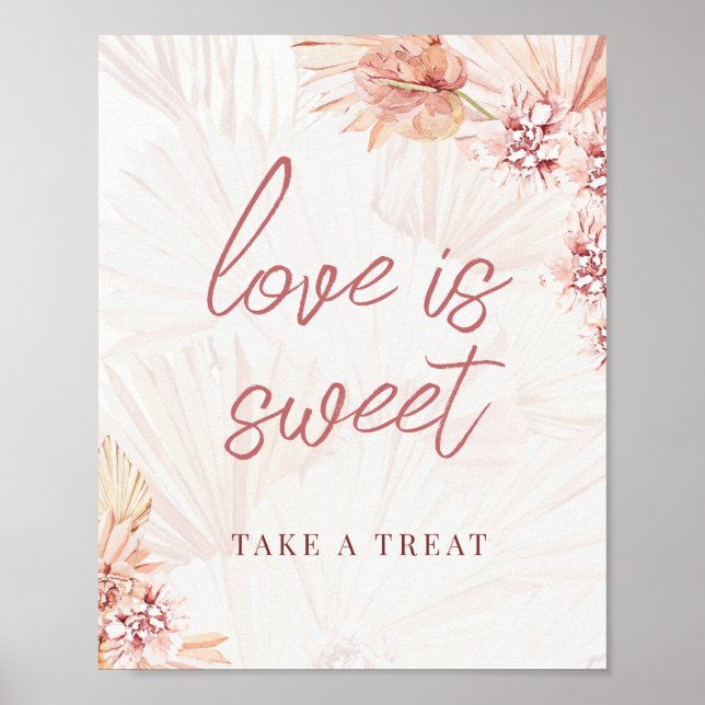 Favors Please Take One Boho Bohemian Beige Wedding Poster (Front)