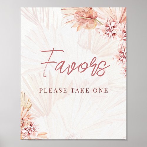 Favors Please Take One Boho Bohemian Beige Wedding Poster