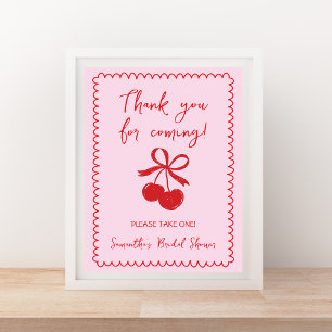 Favors Please Take One Cherry Bow Bridal Shower Poster