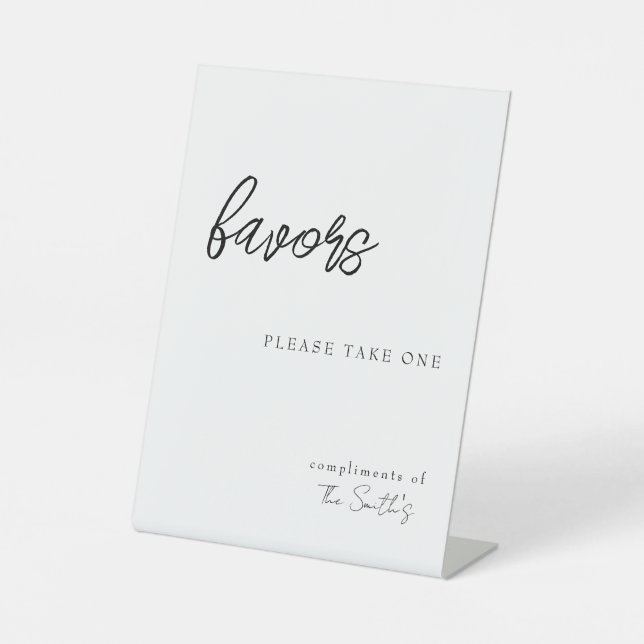 'Favors Please Take One' Compliments Customizable  Pedestal Sign (Front)