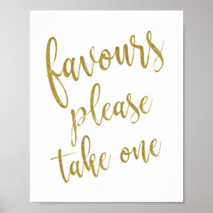 Favors Please Take One Glitter 8x10 Wedding Sign